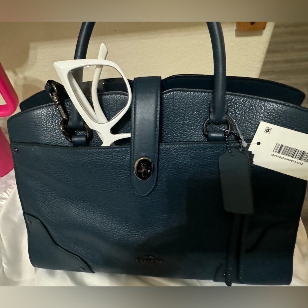 COACH Mercer Satchel 30 in Dark Mineral (blue) grain leather